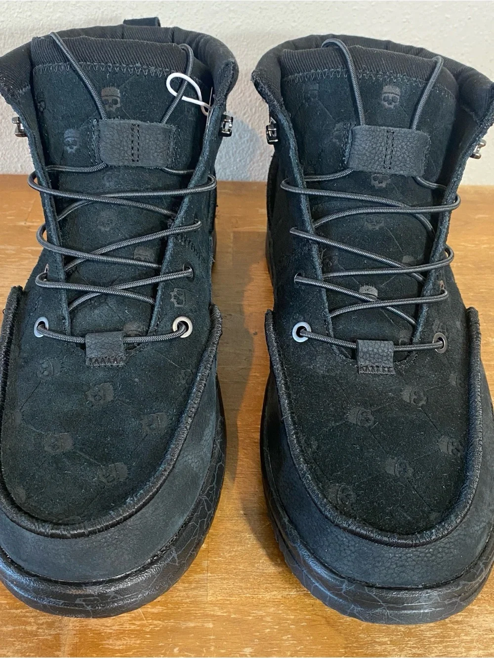 Hey Dude X Jelly Roll Suede Boots Bradley Black Skull Print - Size 11